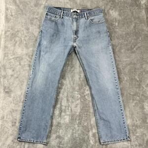 Vintage Levis 505 Jeans Mens 36x32 Blue Straight Distressed Light Wash Denim
